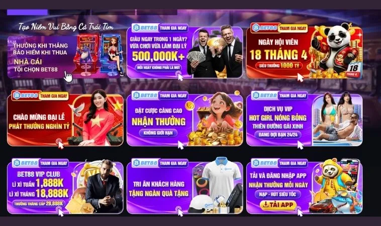 Vô vàn các khuyến mãi Bet88 hấp dẫn tặng người chơi
