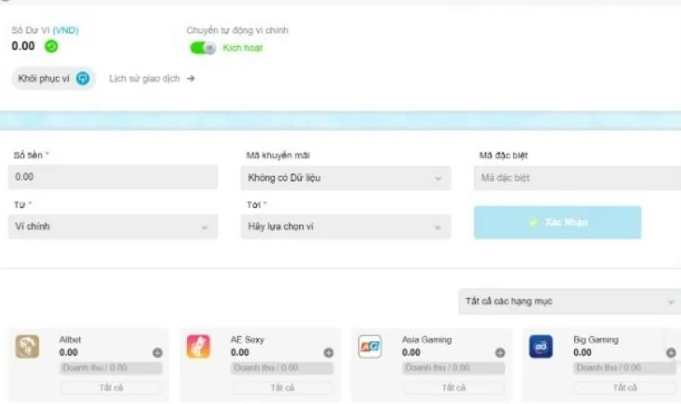 Giao diện rút tiền Bet88